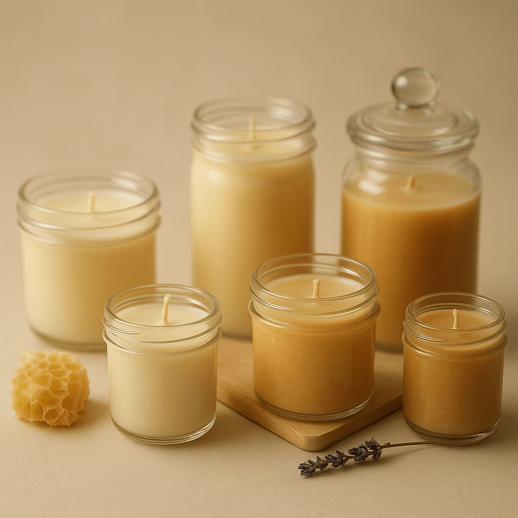 Kollektion handgefertigter Soja- und Bienenwachskerzen